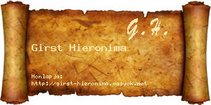 Girst Hieronima névjegykártya